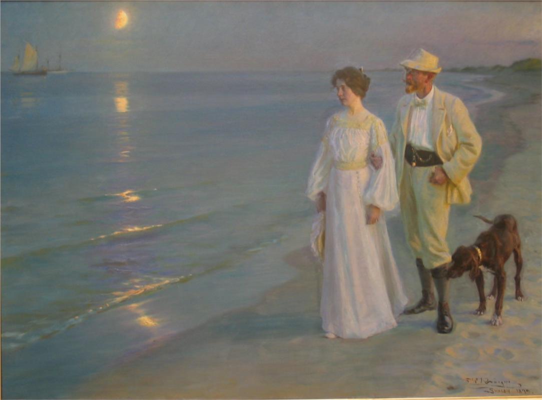 Summer evening on Skagen's beach, 1899 - Peder Severin Kroyer Painting On Canvas
